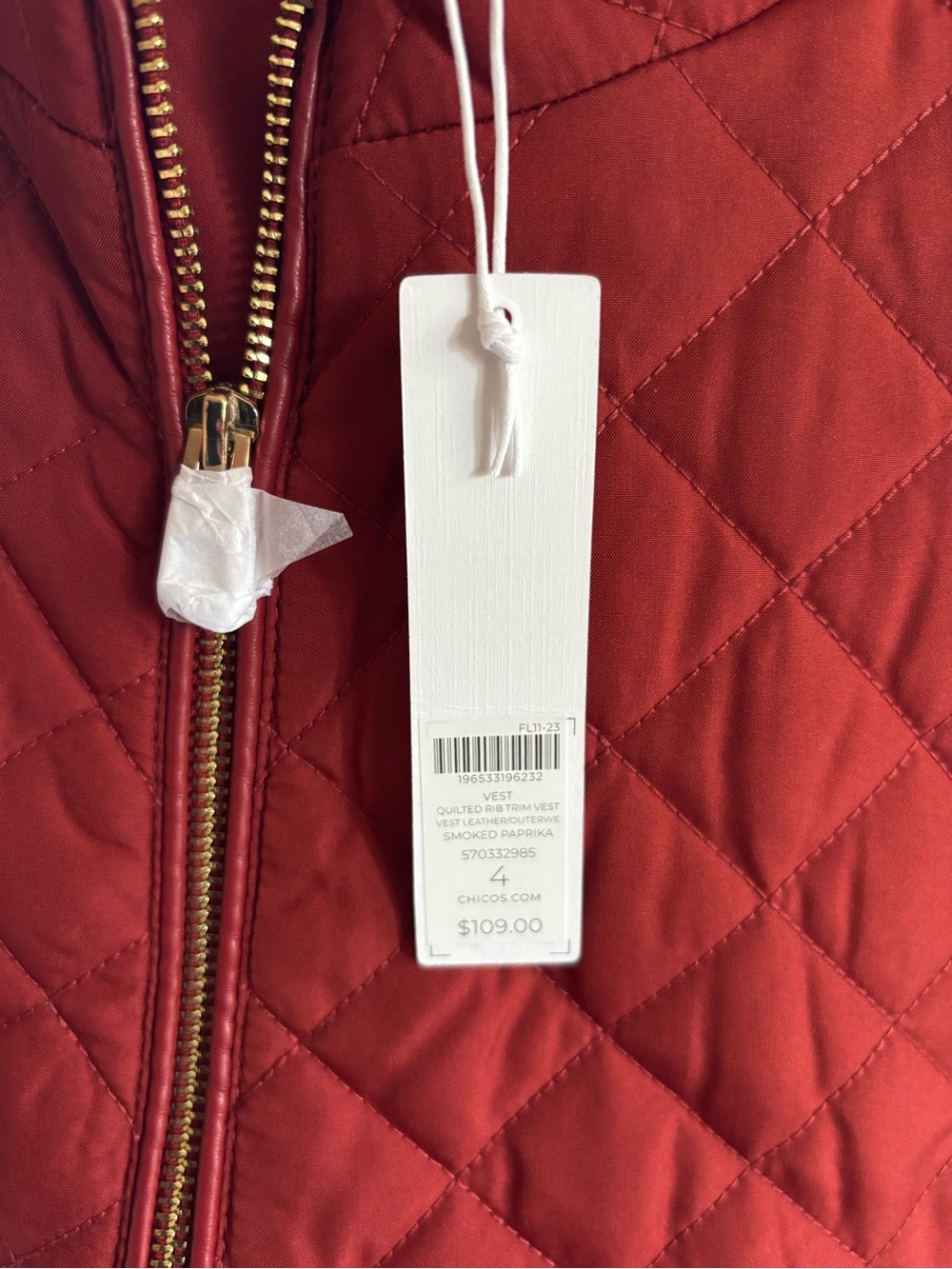 *NEW* Chico’s Quilted Rim Trimmed Sleeveless Vest - Size 2X - Picture 9 of 9